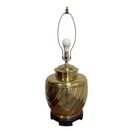 Vintage Polished Brass Swirl Urn Table Lamp