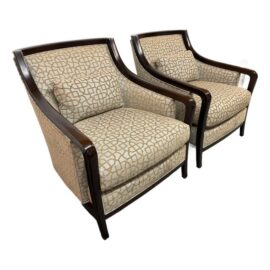 Barbara Barry for Baker Salon Arm Chairs, a Pair. Original Price: $12,000