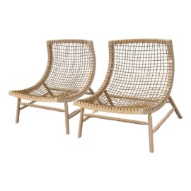 Enzo Berti for Saba Italia Sitar Wood + Rope Chairs, Pair. Original Price: $6,600