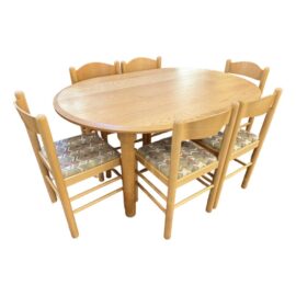 Vintage Oval Oak Dining Table + 6 Italian Chairs