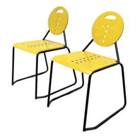 In the Style of Italian Postmodern “Charlie” Side Chairs, Pair