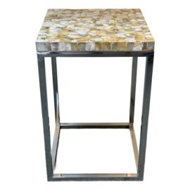 Contemporary Mother of Pearl + Stainless Accent Table