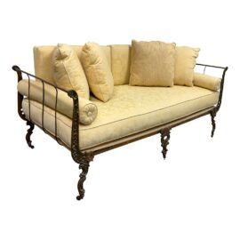 French Metal Daybed With Damask Cushioning. Original Price: $1,500