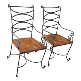 Vintage Spanish Iron + Wood Arm Chairs