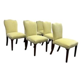 Hickory Chair Company Cabriole Side Dining Chairs in Kravet Limeade Mohair, Set of Six. Original Price: $14,040