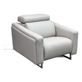 NEW Loggia Showroom Athos Leather Power Recliner, Frozen. Original Price: $8,750