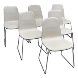 Rodolfo Dordoni for Matteograssi 2Leather Seat Dining Chairs, Set of Six. Original Price: $19,270