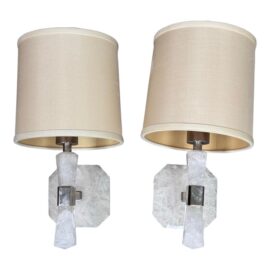 Barbara Barry for Kallista Counterpoint Rock Crystal Wall Sconces, Pair. Original Price: $3,230
