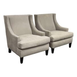 Cisco Brothers Bruno Velvet Wingback Chairs, Pair. Original Price: $6,000