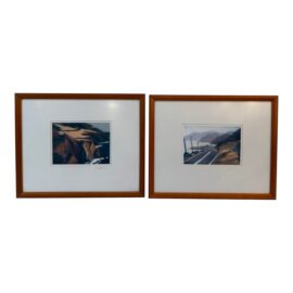 Donald Archer Signed California Coastline Prints, Pair