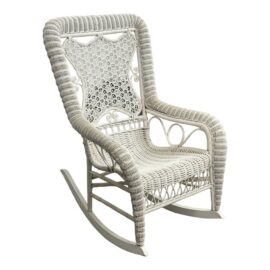 Victorian Style Wicker Rocking Chair, White