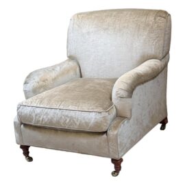 Custom Design Velvet English Rolled Arm Lounge Chair