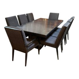 Lexington Furniture Carrara Modena Double Pedestal Dining Table + Vantage Chairs, Set of Nine. Original Price: $14,600