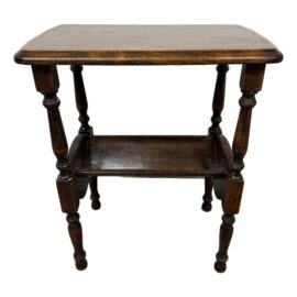 Vintage Solid Wood Side Table + Book Trough