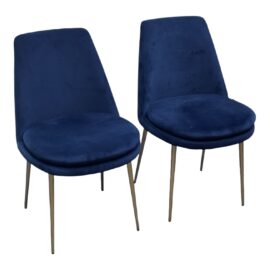 West Elm Finley Blue Velvet Dining Chairs, Pair. Original Price: $600