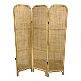 Rattan + Bamboo Folding Three Panel Screen