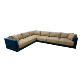 NEW Custom James Huniford 4pc Contemporary Velvet + Jacquard Sectional. Original Price: $26,000