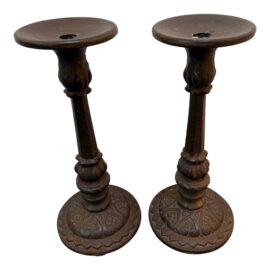 Rustic Cast Iron Pillar Candleholders