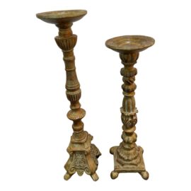 Spanish Revival Continental Baroque Style Candlesticks, Set of Two