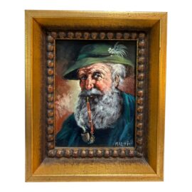 Signed Oil Painting of Older Bavarian Man, Framed
