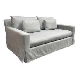 Restoration Hardware Belgian Track Arm Bench-Seat Linen Slipcover Loveseat. Original Price: $4,400