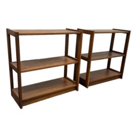 Contemporary Dual Tiered Bookshelves, Pair