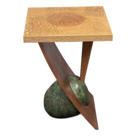 Circa 1992 Memphis Side Side Table With Egg Shaped Faux Stone Base
