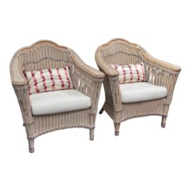 Vintage Typhoon International Corporation Wicker Chairs, Pair