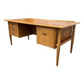 Danish Mid Century Modern Teak Wood Desk With Bookcase + File Drawer