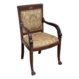 Antique French Empire Carved Mahogany Chair