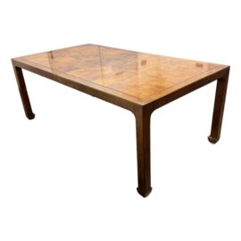 Vintage Parquet Inlaid Chinoiserie Style Extension Dining Table