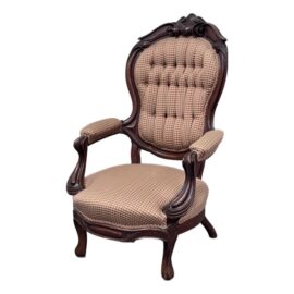 Victorian Eastlake Style Plaid Parlor Chair