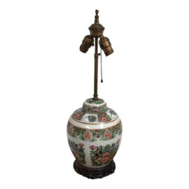 Vintage Famille Verte Porcelain Table Lamp