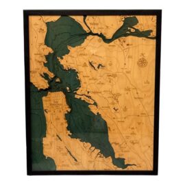 Woodcraft San Francisco Bay Nautical Map, Framed. Original Price: $330