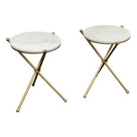 Boston Loft Furnishings Linus Marble Side Tables, Pair