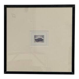 Miniature Volga Etching in Thick Off White Matte, Metal Framed