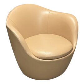 Design Within Reach Lína Swivel Arm Chair, Shore Prone Leather. Original Price: $3,900