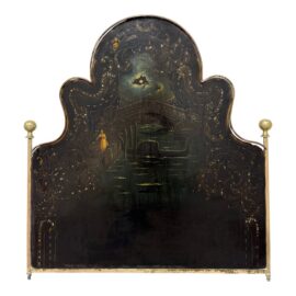 19th Century Head Board With Hand Painted Boat Scene