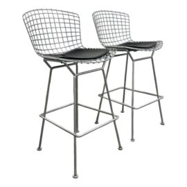 Harry Bertoia Style Bar Stools, Pair