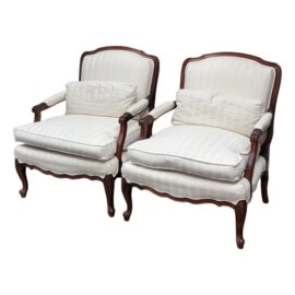 Sam Moore Bergère Lounge Chairs, Pair