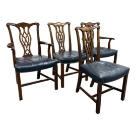 Georgian Carved Mahogany Dining Chairs, Set of Four