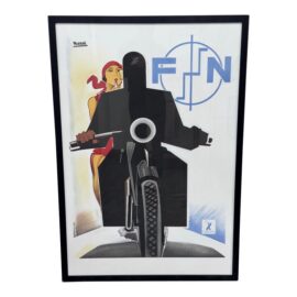 Circa 1925 Motorcycles Belgian Advertising Poster, Framed