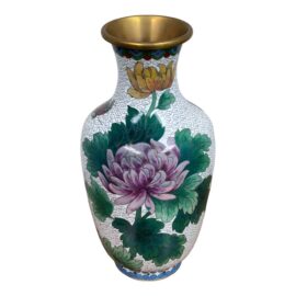 Chinese Enamel Cloisonné Vase With Flowers