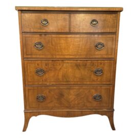Vintage Johnson Furniture Co. Walnut Burlwood Four Drawer Dresser