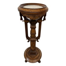 Victorian Carved Walnut Pedestal + Plant Stand