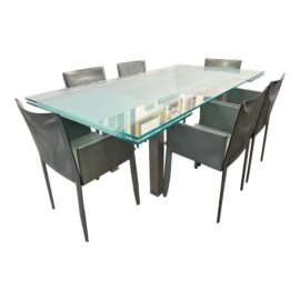 Studio Kronos for Cattelan Italia Daytona Extension Table + Piuma Leather Chairs, Set. Original Price: $14,900