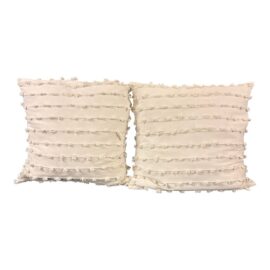 Mexchic Cotton With Textured Poms Throw Pillows, Pair