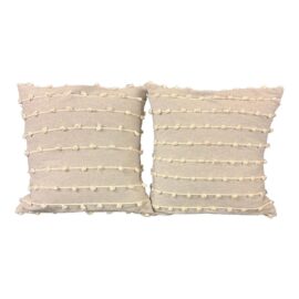 Mexchic Cotton With Textured Poms Throw Pillows, Pair. Original Price: $300