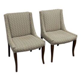 Custom Design Dining Chairs With Splayed Legs, Pair