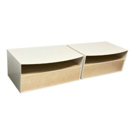 Croft House Custom Vista Maple + Steel Nightstands, Pair. Original Price: $6,400